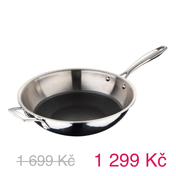 Wok pánev z nerezové oceli Hi-Tech 3 Masterpro / 28 x 8 cm / stříbrná - 1 699 Kč