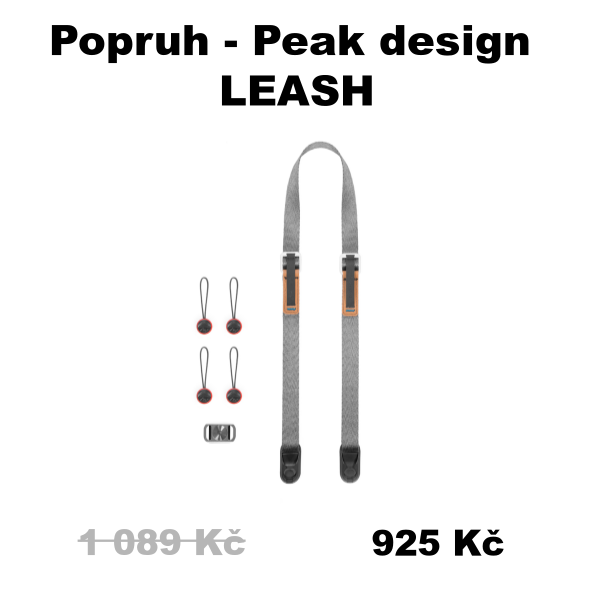 Popruh - Peak design LEASH - Barva: Ash (světle šedá) - 1 089 Kč