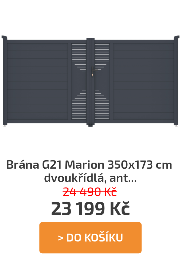 Brána G21 Marion 350x173 cm dvoukřídlá, antracitová - AKCE - lze upravit rozměr - 24 490 Kč