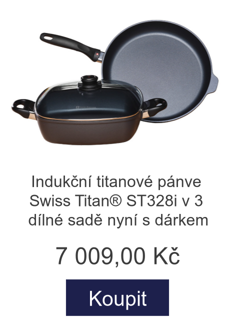 Indukční titanové pánve Swiss Titan® ST328i v 3 dílné sadě nyní s dárkem - 7 009 Kč