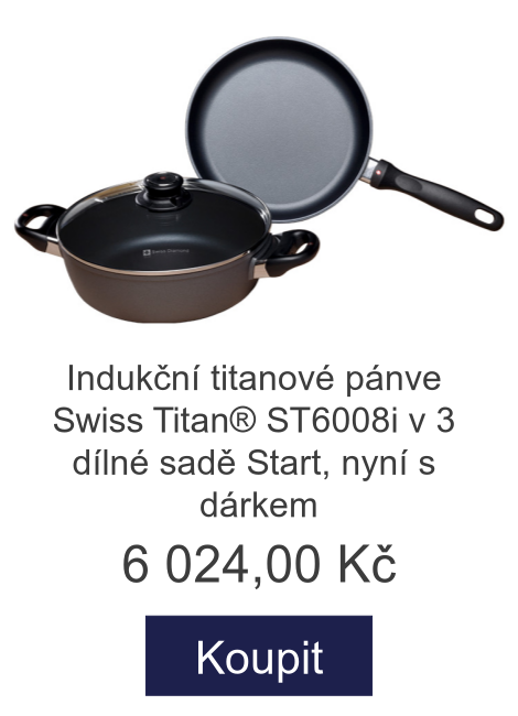 Indukční titanové pánve Swiss Titan® ST6008i v 3 dílné sadě Start, nyní s dárkem - 6 024 Kč