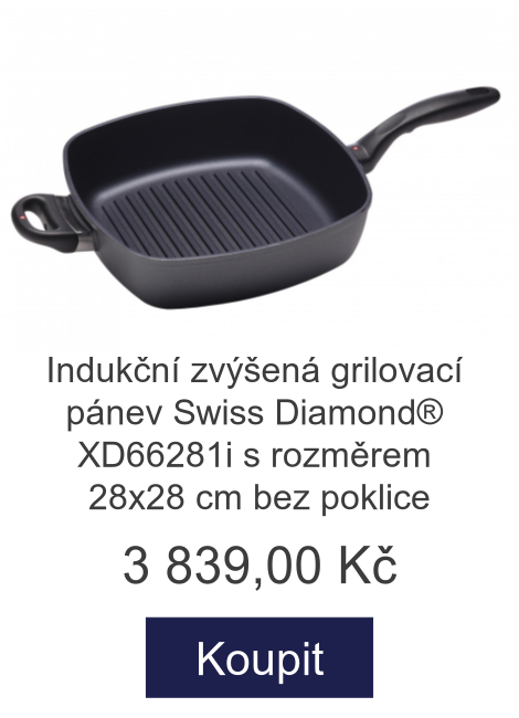Indukční zvýšená grilovací pánev Swiss Diamond® XD66281i s rozměrem 28x28 cm bez poklice - 3 839 Kč