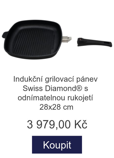 Indukční grilovací pánev Swiss Diamond® s odnímatelnou rukojetí 28x28 cm - 3 979 Kč