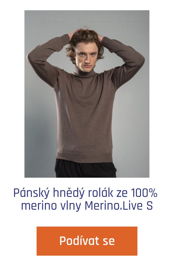Pánský hnědý rolák ze 100% merino vlny Merino.Live S - 3 321 Kč