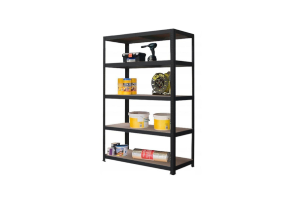 Regál 2000x900x300 mm lakovaný 5-policový, nosnost 875 kg - ČERNÝ - 1 450 Kč