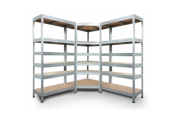 Rohový regálový systém 2400x700x400x425 mm, 2x 2400x1200x400 mm, kovový zinkovaný 6-policový, nosnost 3000 kg - 6 220 Kč