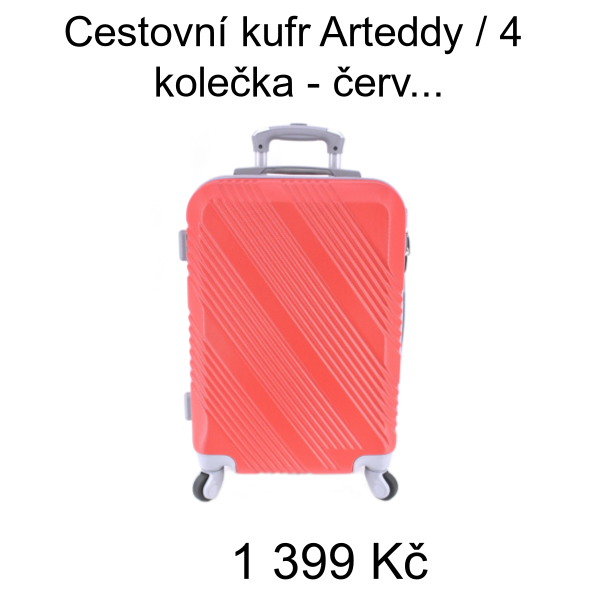 Cestovní kufr Arteddy / 4 kolečka - červená (M) 60l - 1 399 Kč