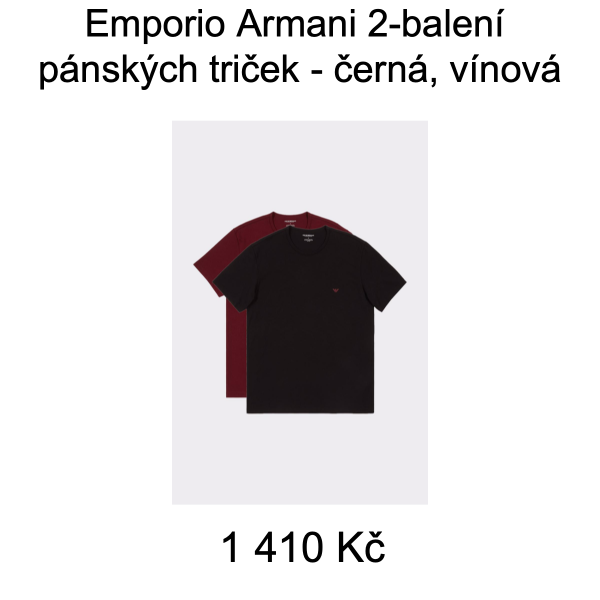 Emporio Armani 2-balení pánských triček - černá, vínová - Velikost: M - 1 410 Kč