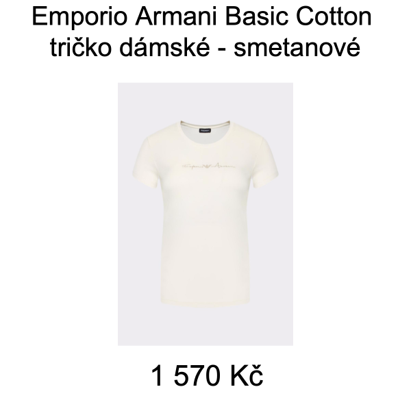 Emporio Armani Basic Cotton tričko dámské - smetanové - Velikost: M - 1 570 Kč