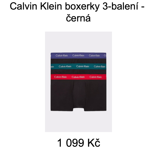 Calvin Klein boxerky 3-balení - černá - Velikost: M - 1 099 Kč