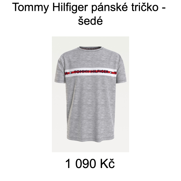 Tommy Hilfiger pánské tričko - šedé - Velikost: M - 1 090 Kč